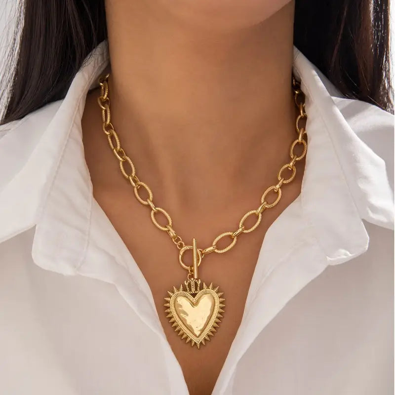 Chunky Spiked Heart Necklace