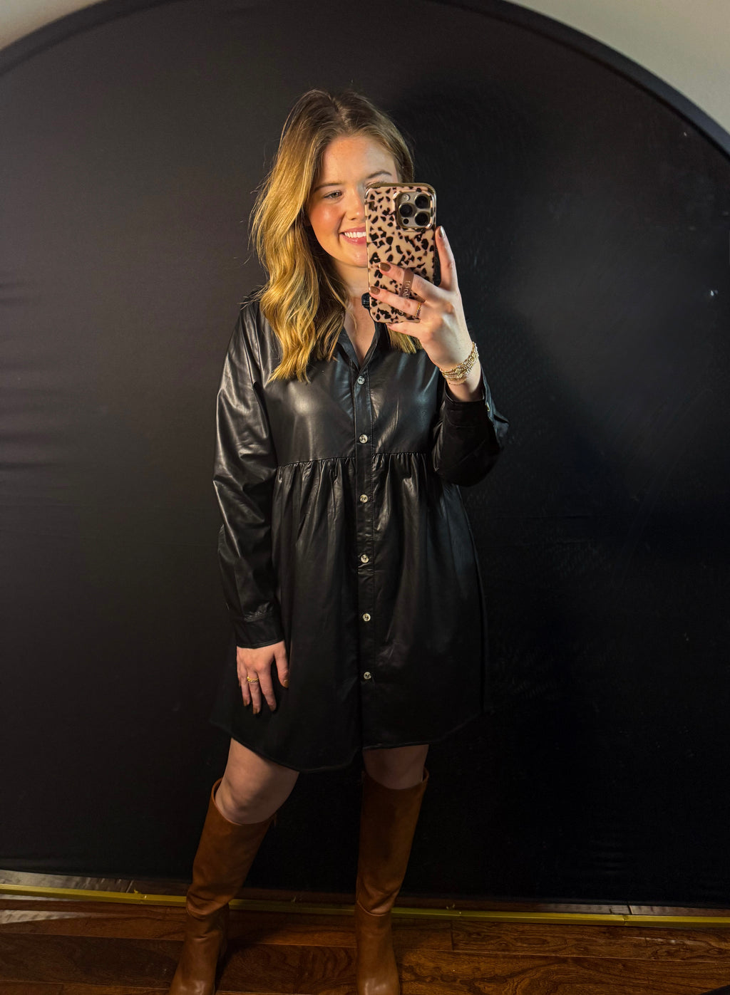 Evening Grace Faux Leather Dress - SALE