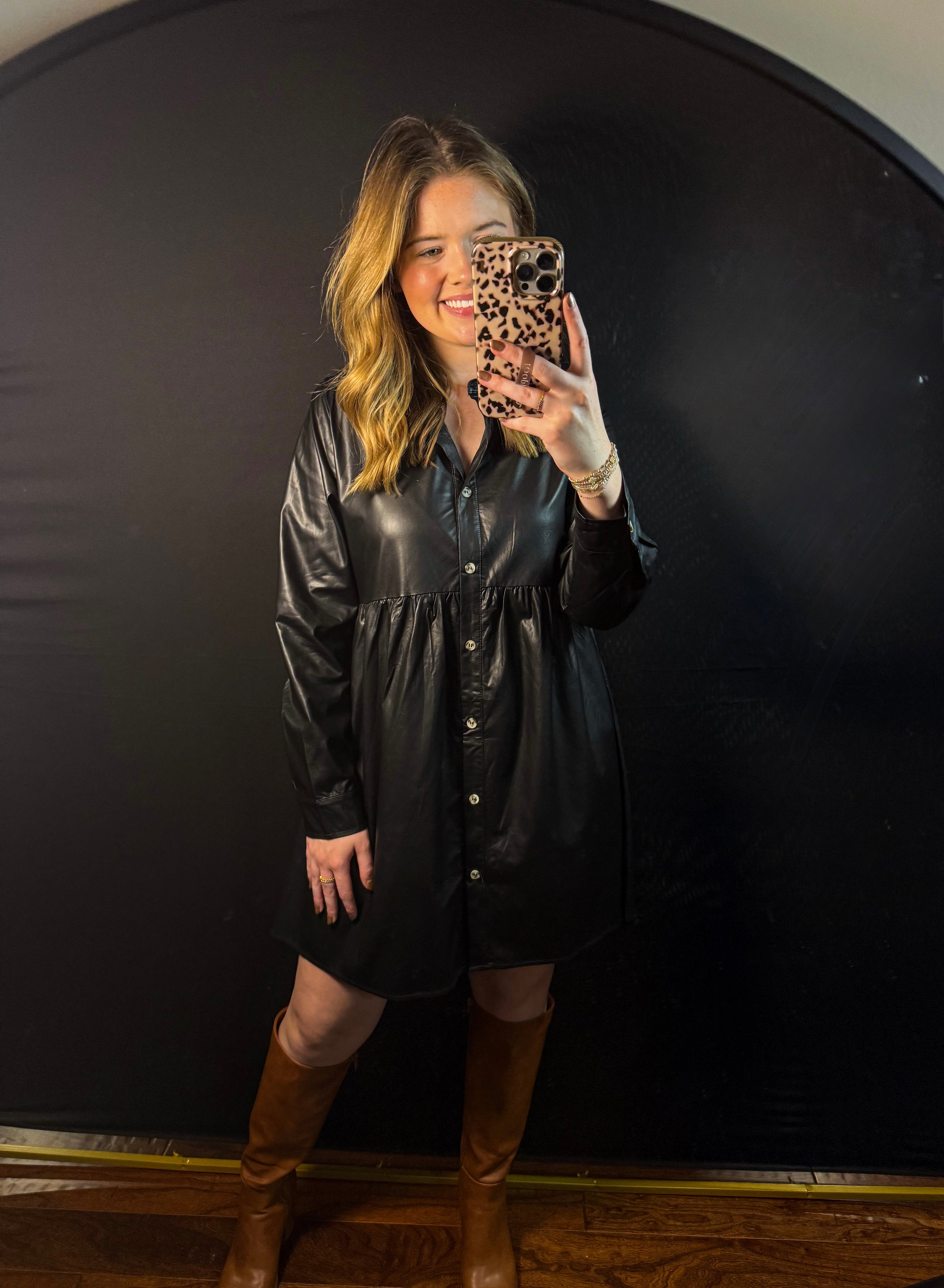 Evening Grace Faux Leather Dress - SALE