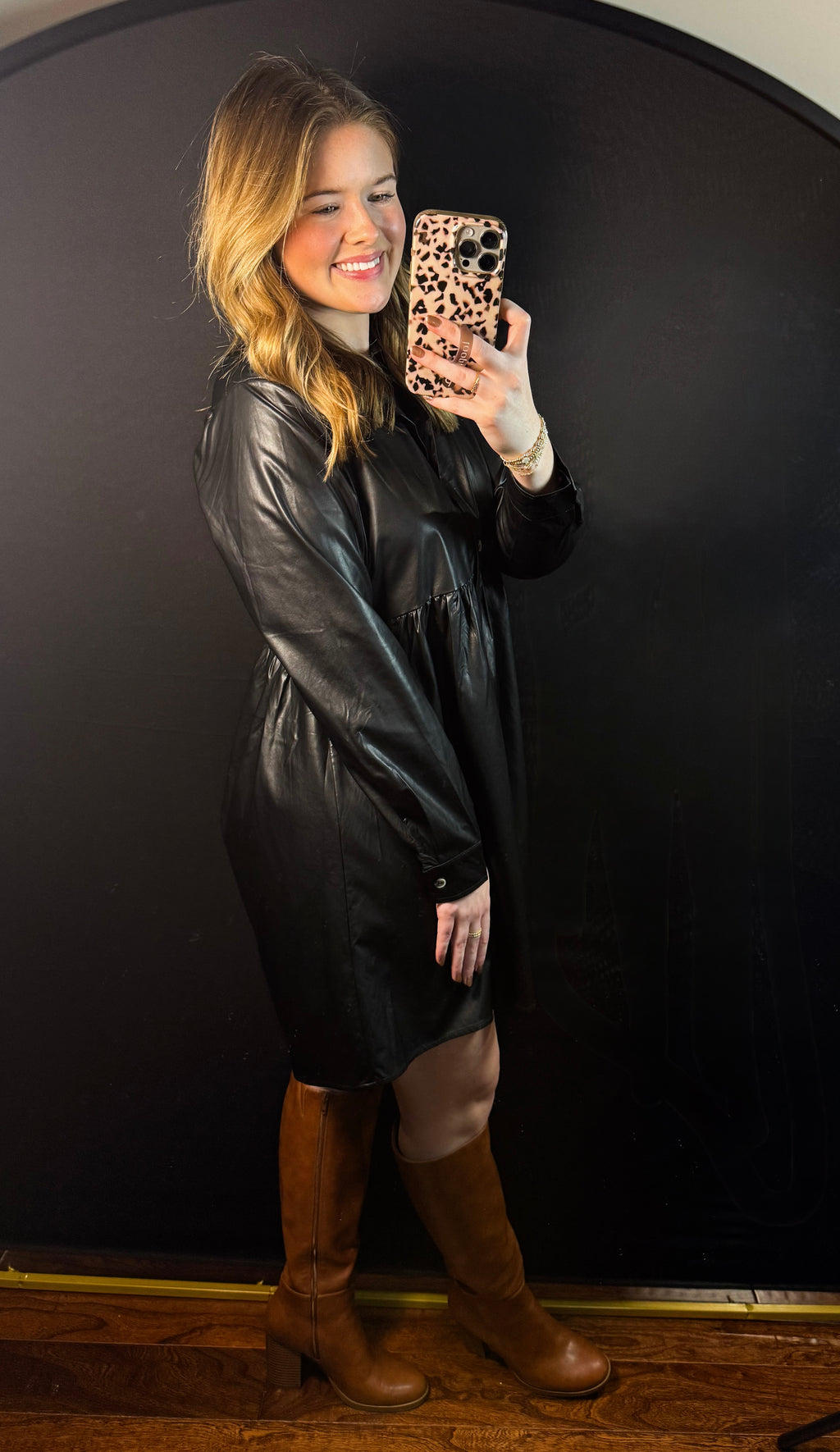 Evening Grace Faux Leather Dress - SALE