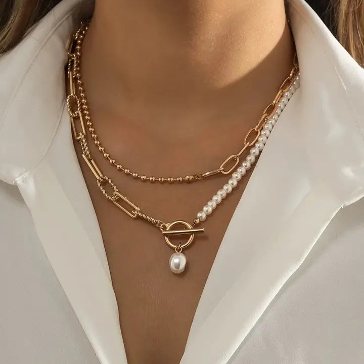 Pearl Mix Double Layered Necklace