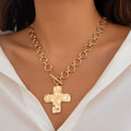 Hammered Chunky Cross Necklace