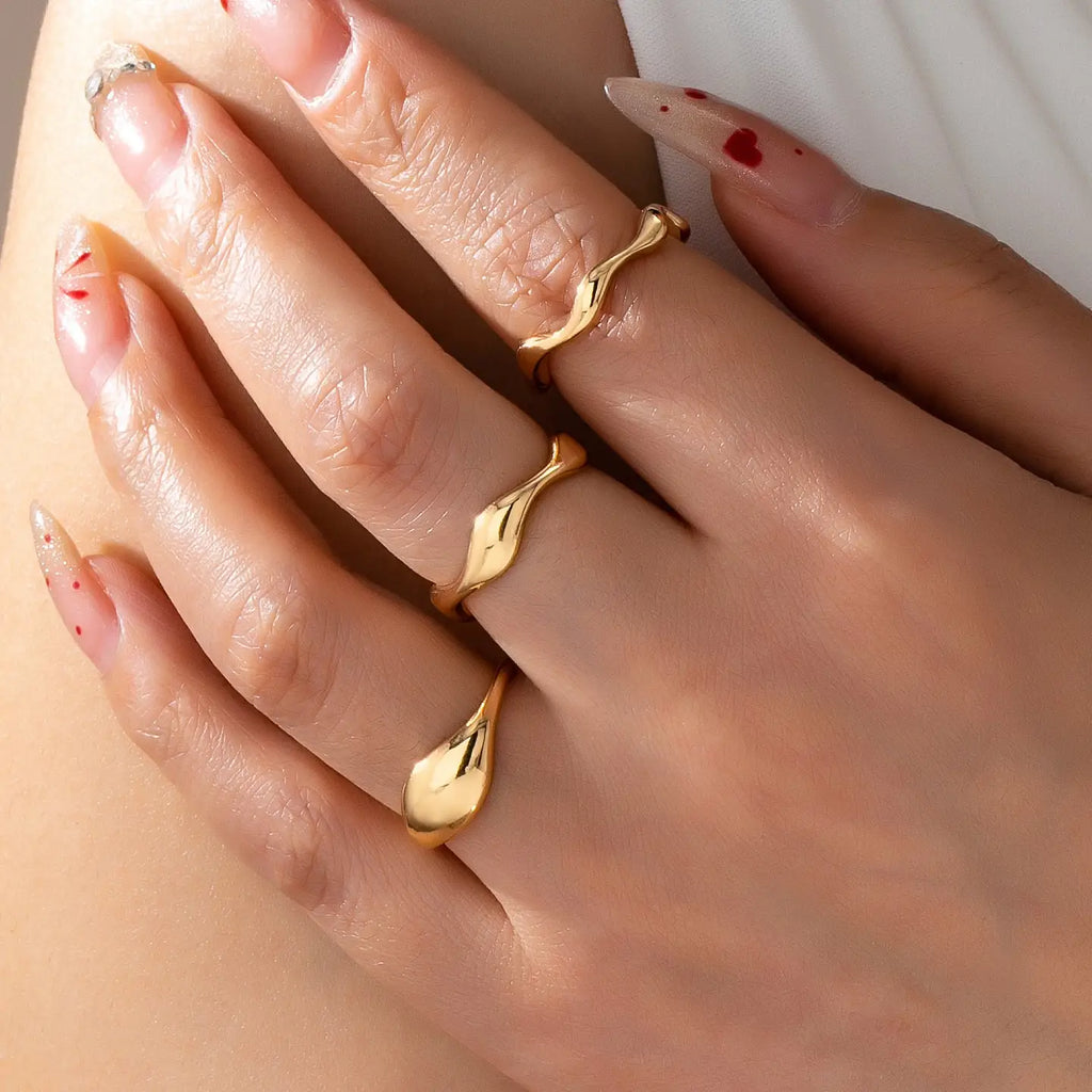 Statement Modern Stacked Wave Ring