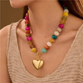 Beaded Heart Charm Necklace