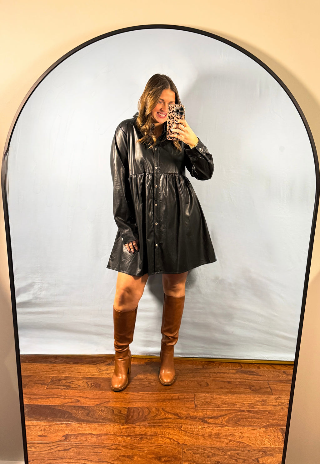 Evening Grace Faux Leather Dress - SALE