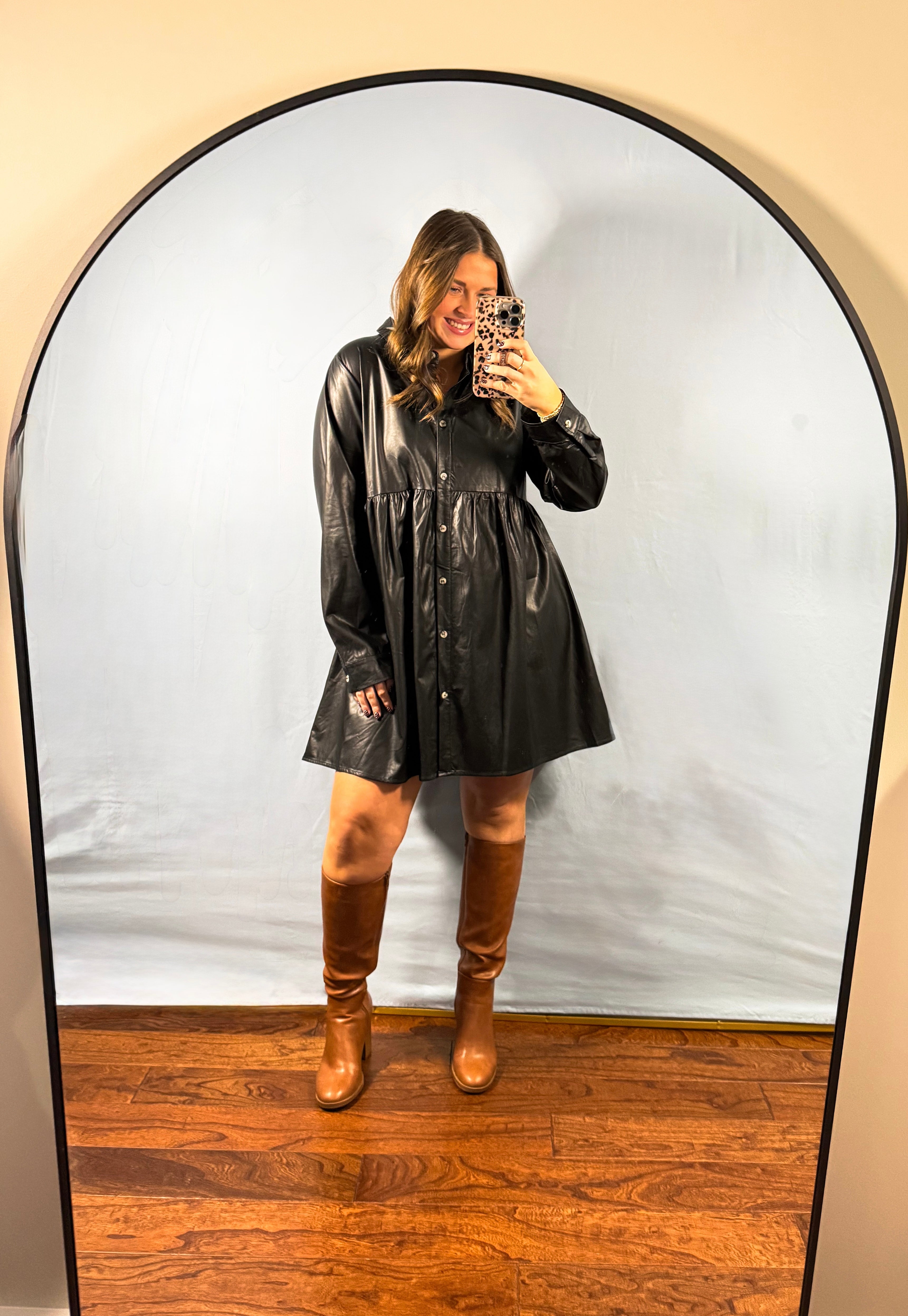 Evening Grace Faux Leather Dress - SALE