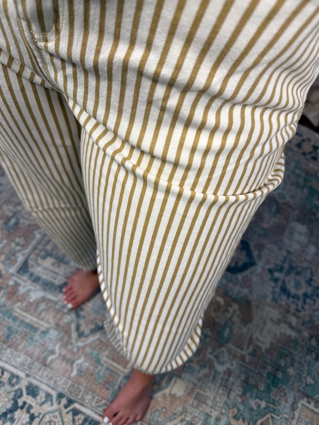 Sand  Stripe Barrel Jeans