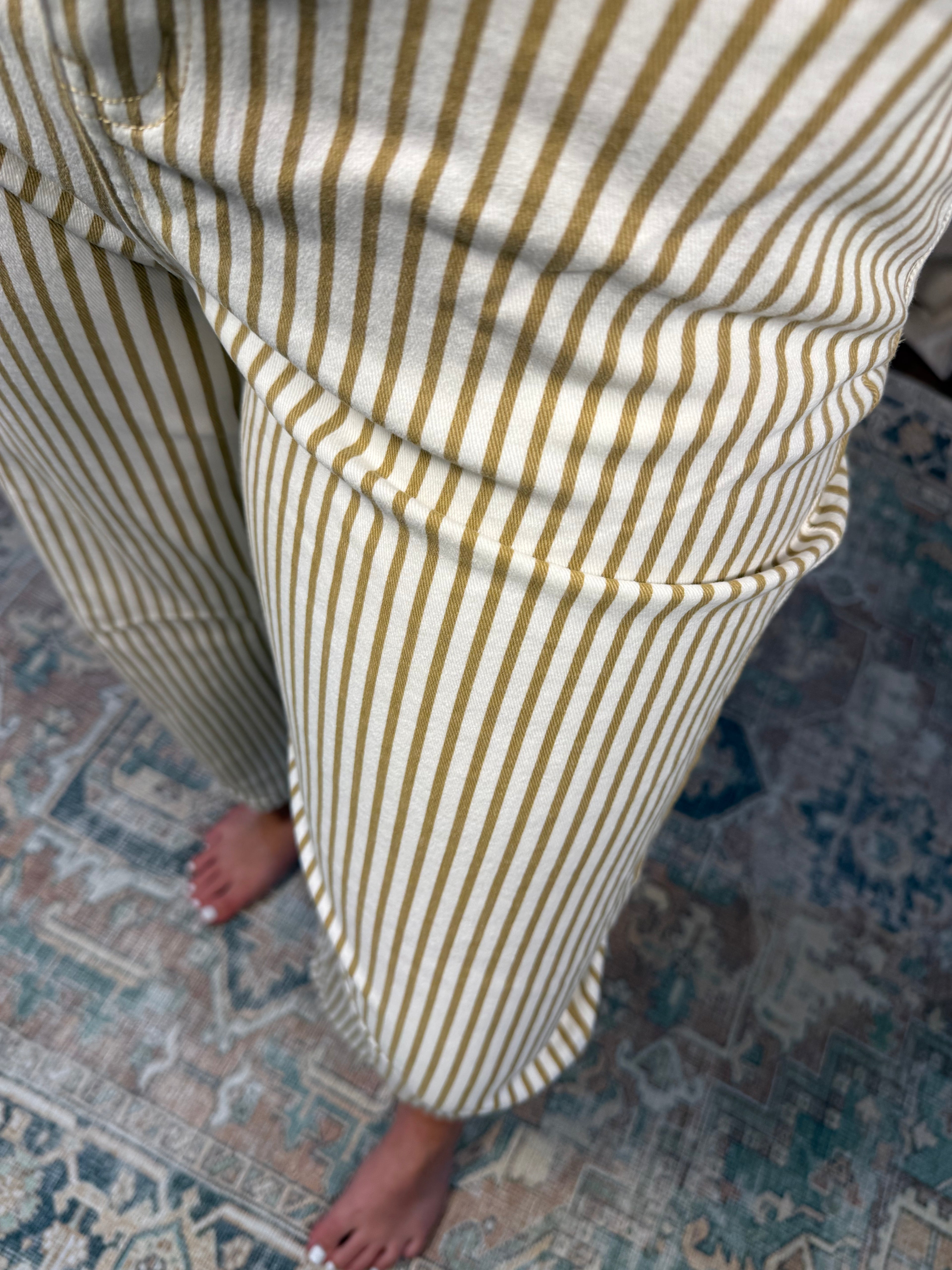 Sand  Stripe Barrel Jeans