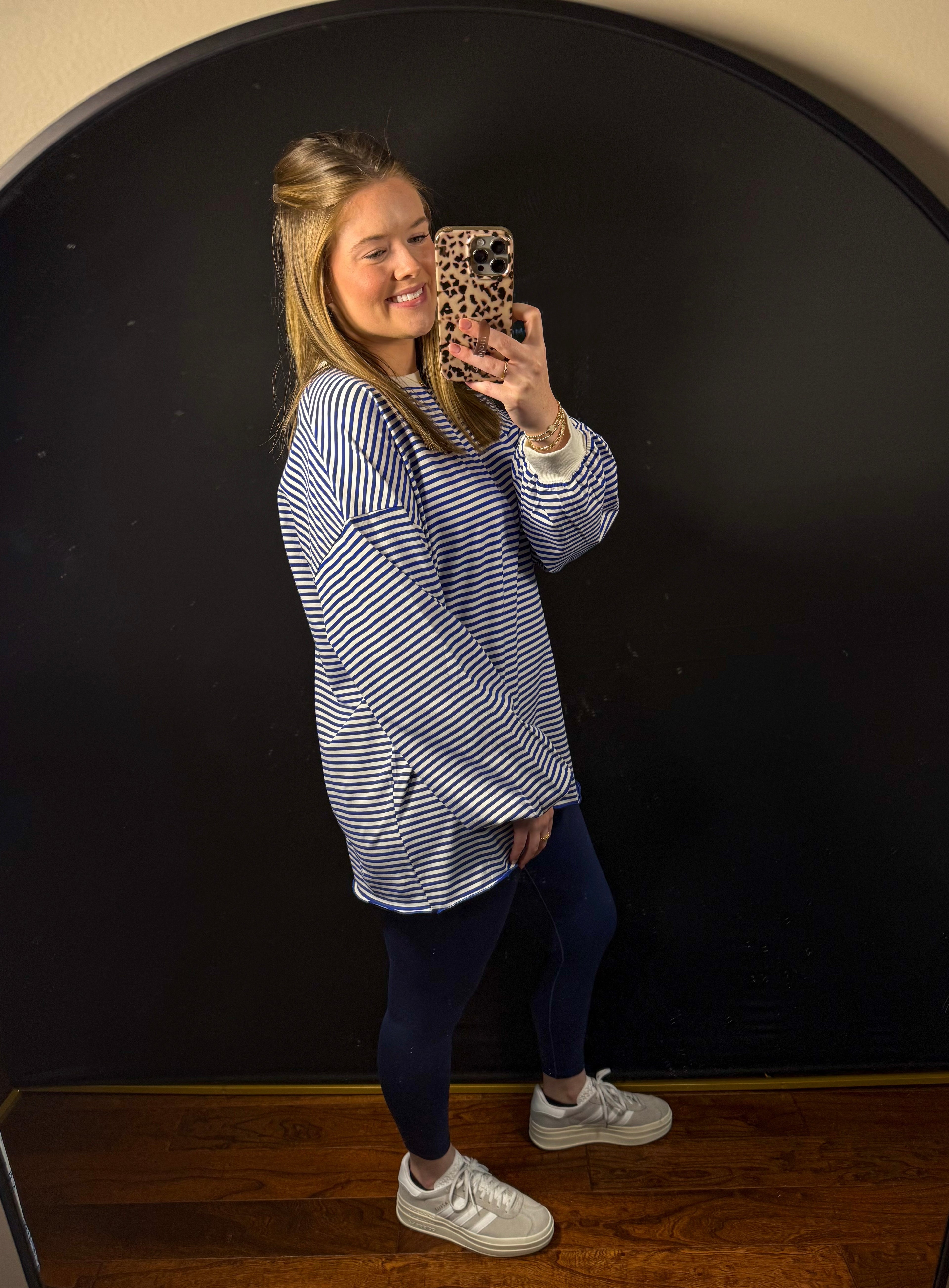 Blue & White Striped Oversized Top