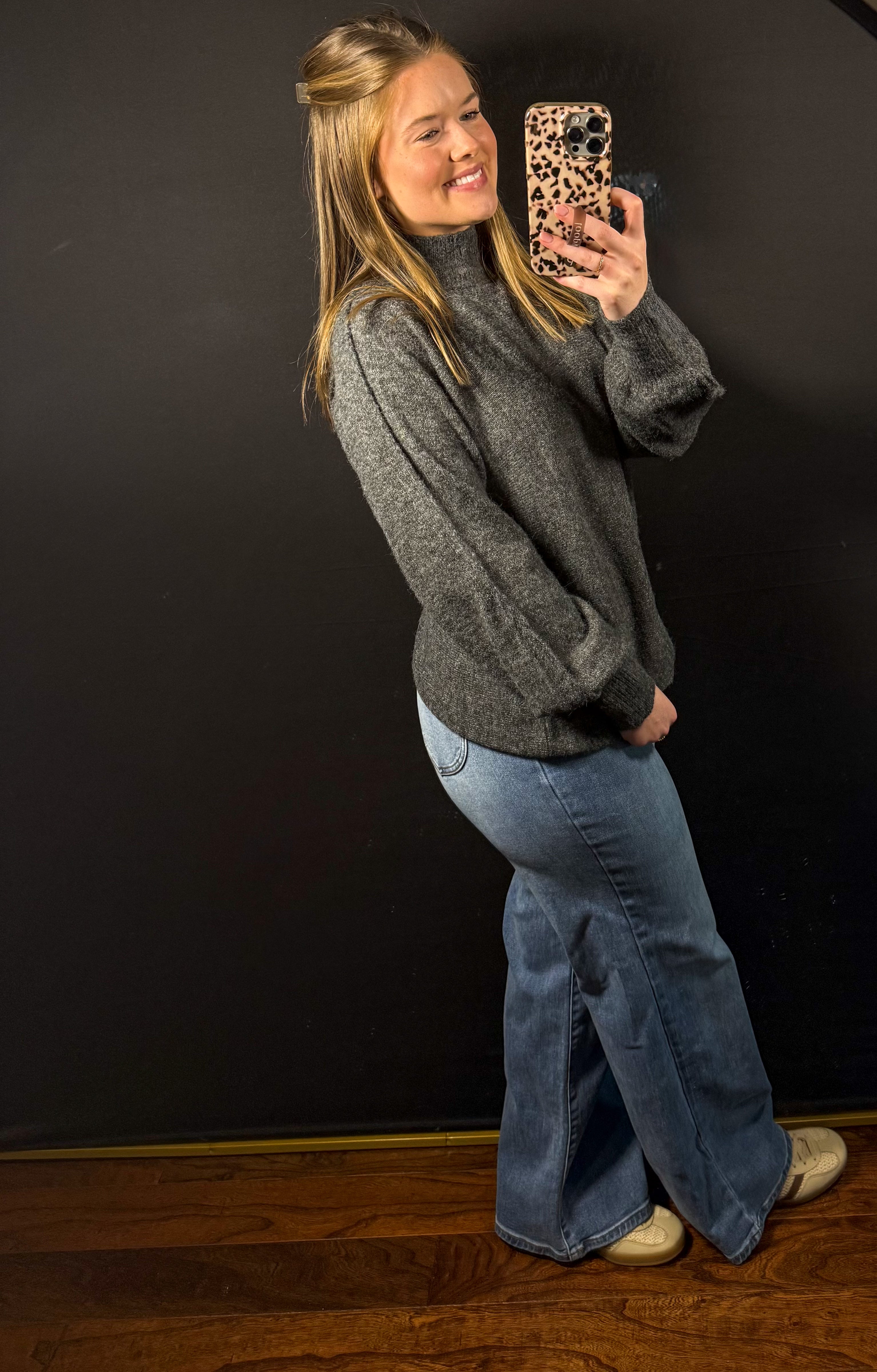 Charcoal Mock Neck Sweater