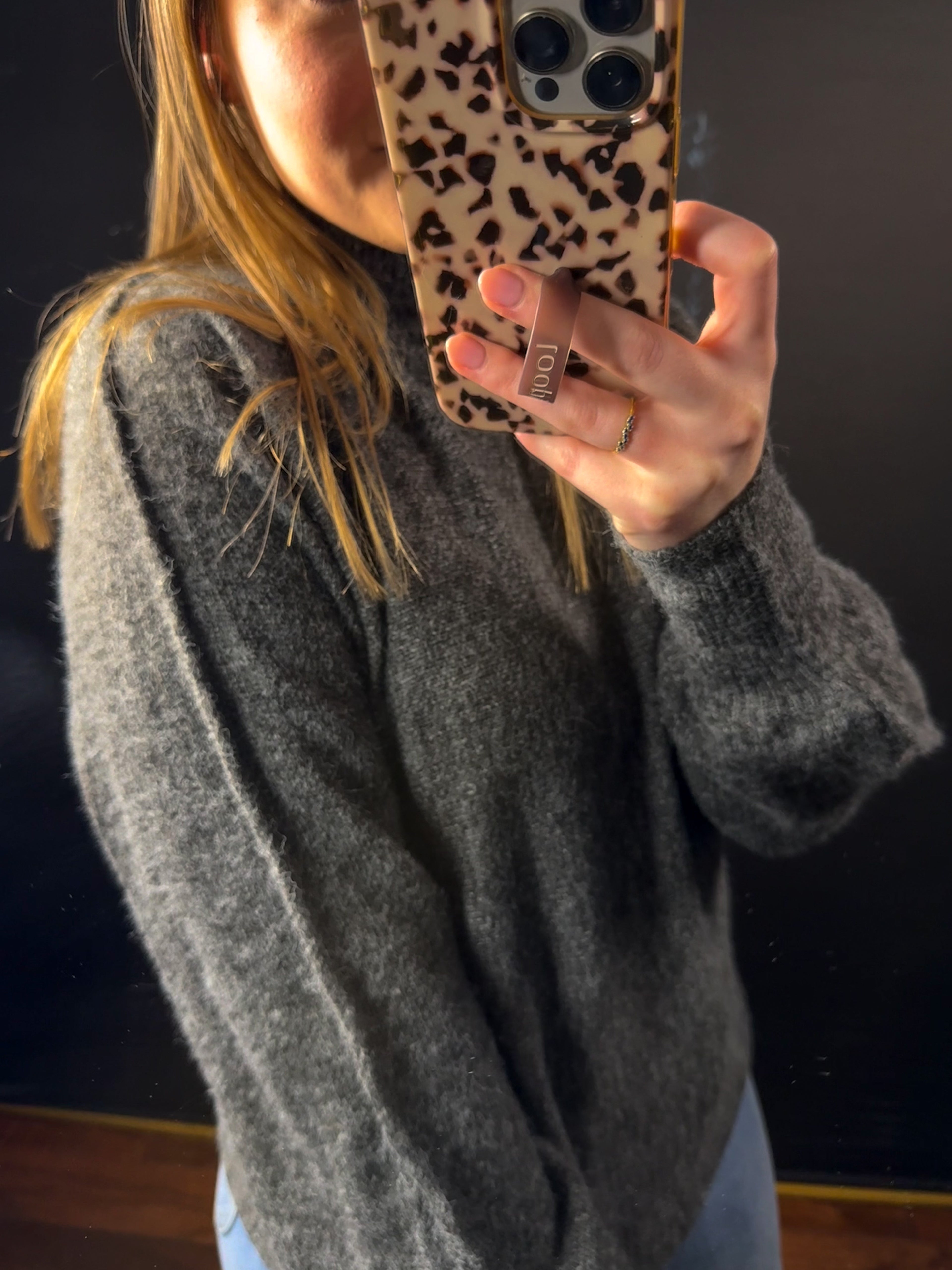 Charcoal Mock Neck Sweater