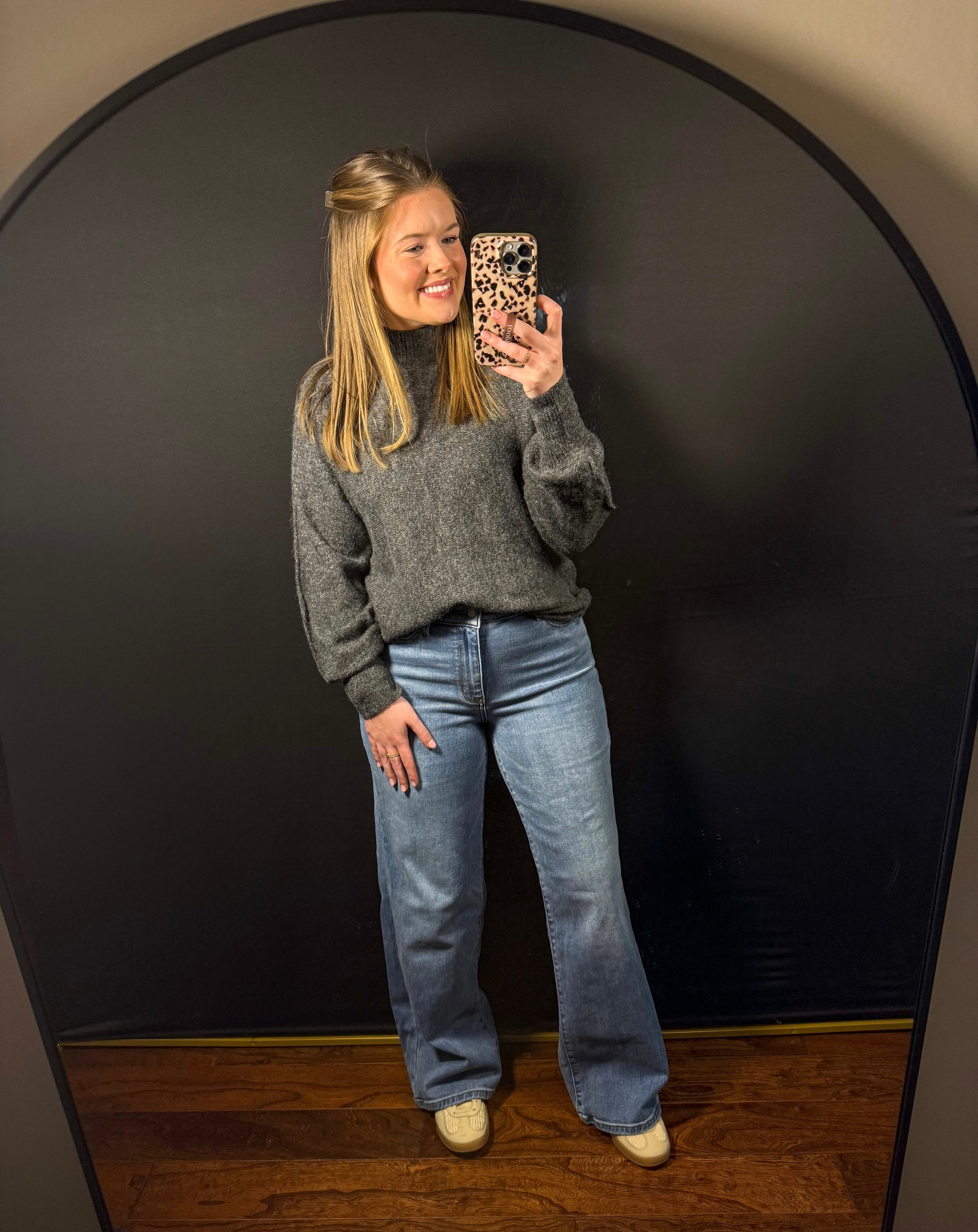 Charcoal Mock Neck Sweater