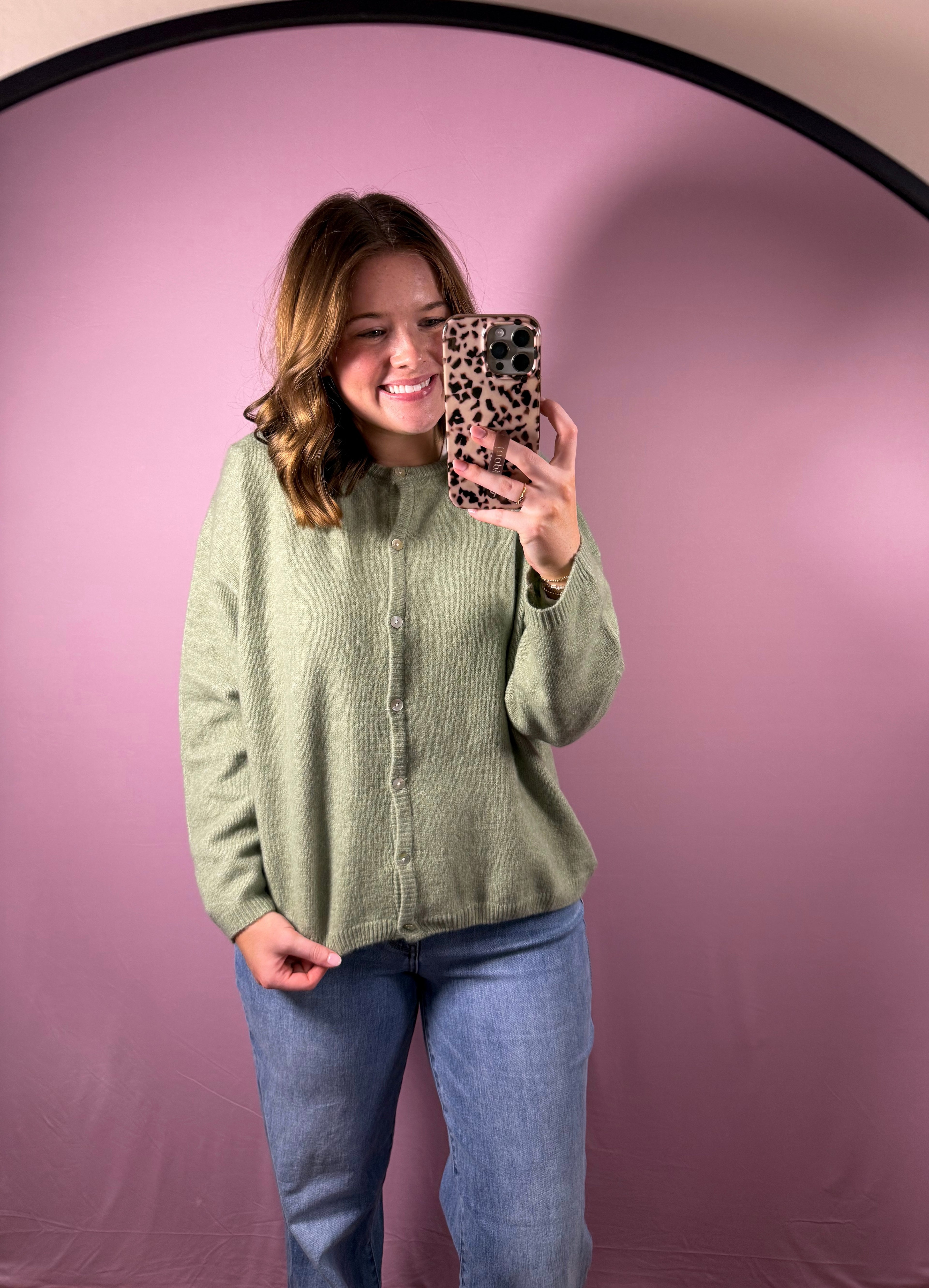 Soft Sage Button Knit Cardigan