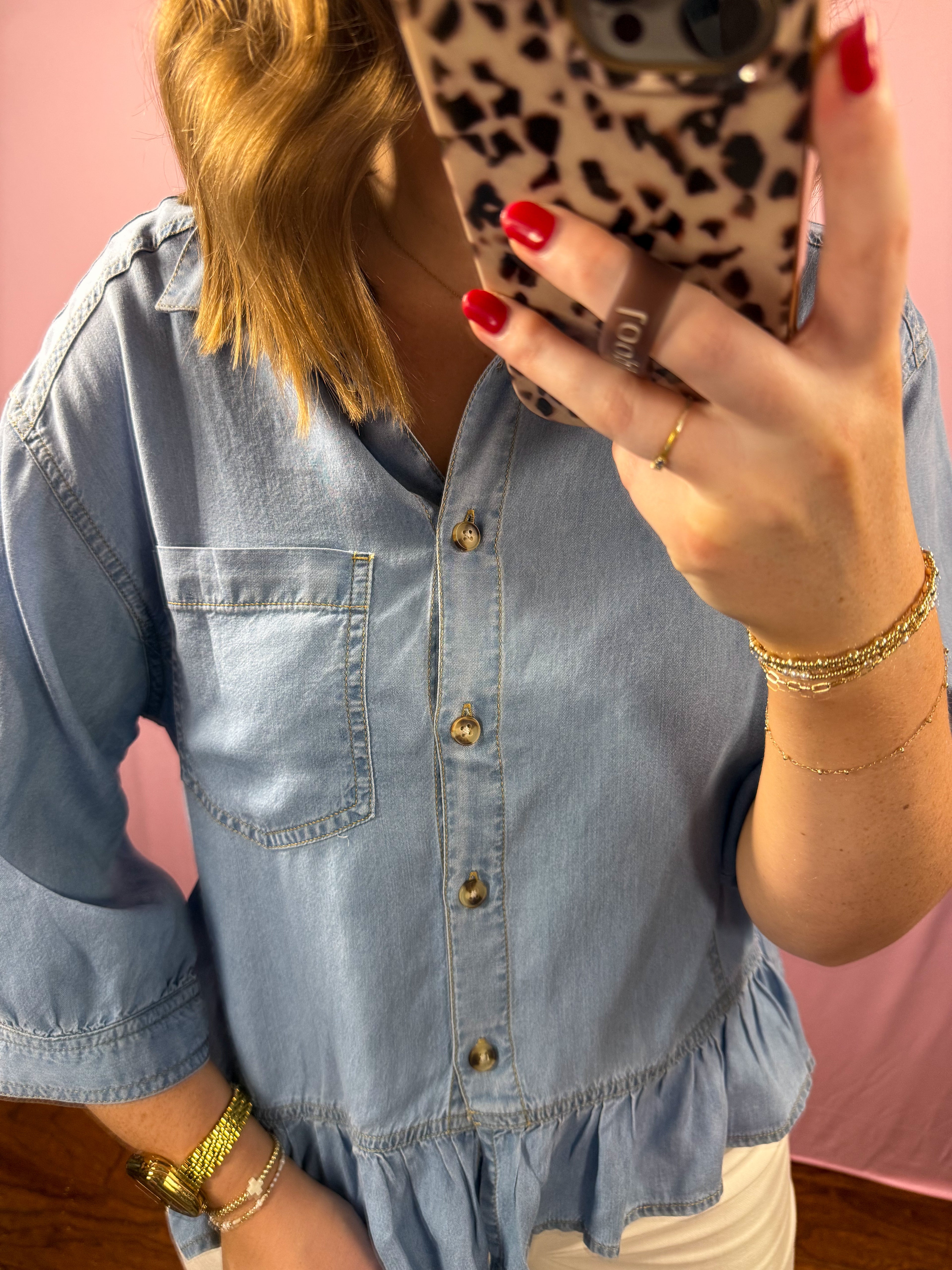 The Soft Wash Denim Top