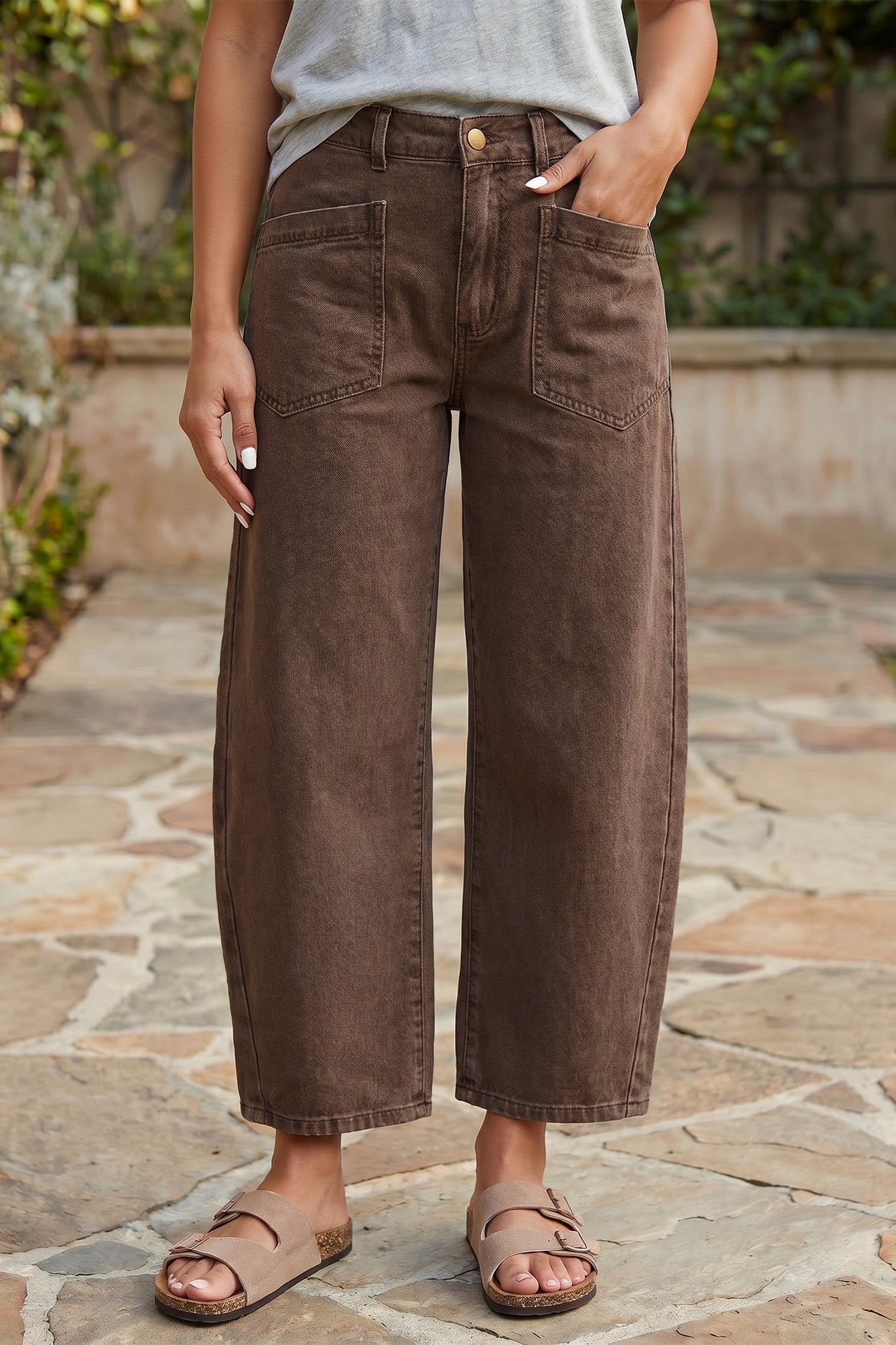 Brown Baby Barrel Denim
