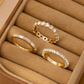 Triple Crystal Stacking Ring Set