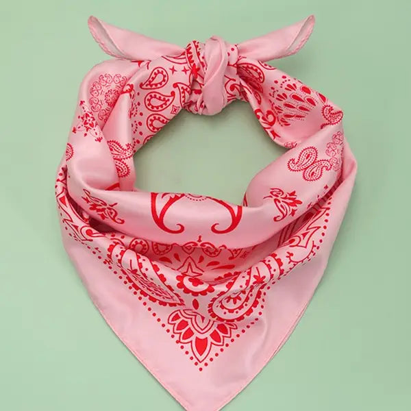 Paisley Pink Silky Feel Bandana Scarf