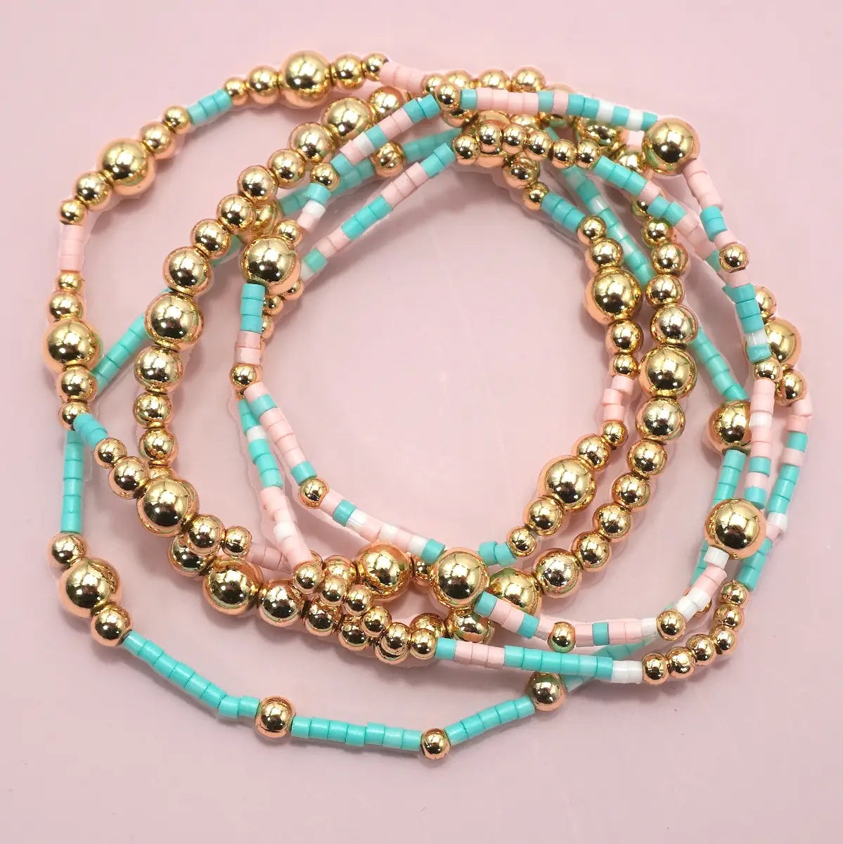 Pastel Beaded Bracelet Set