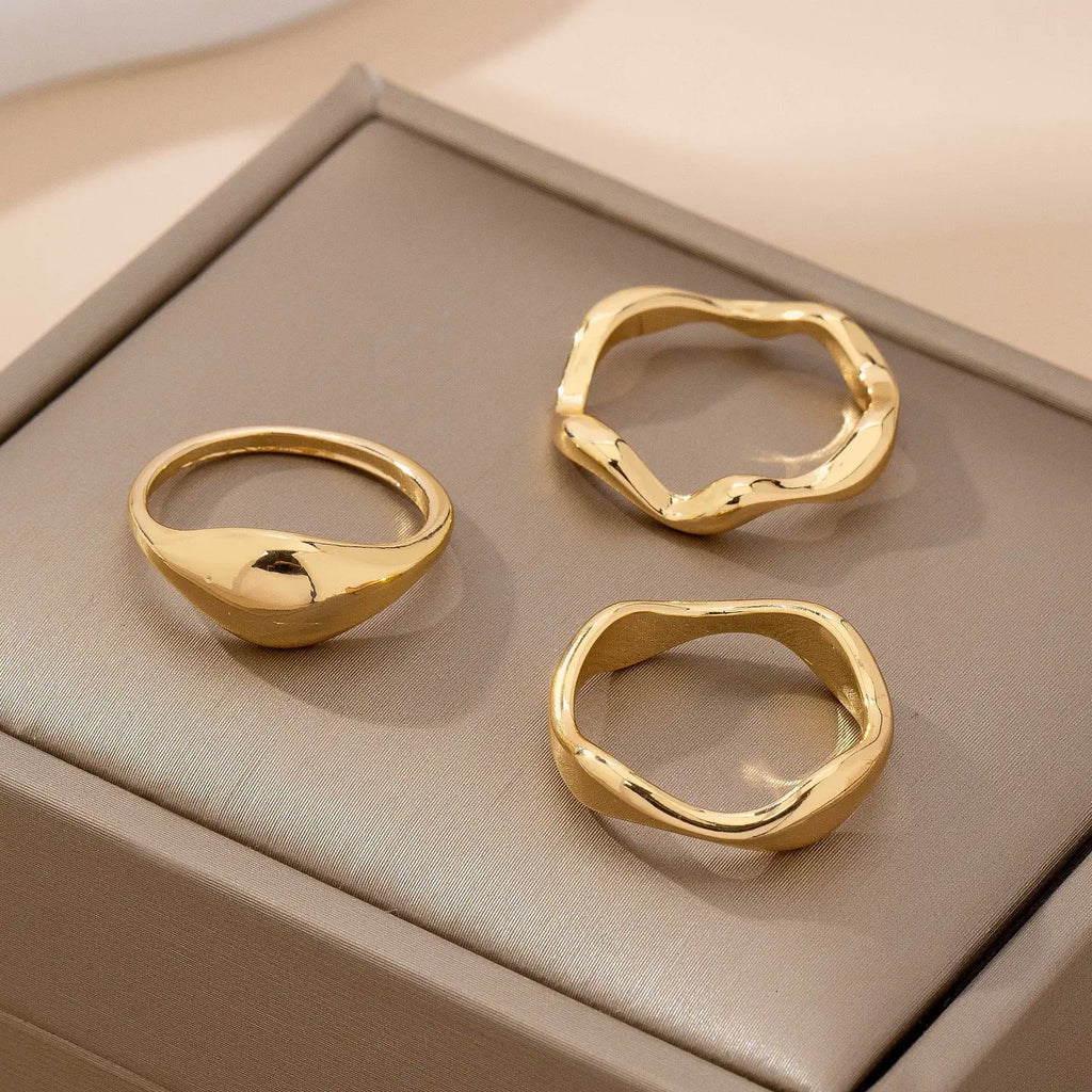 Statement Modern Stacked Wave Ring