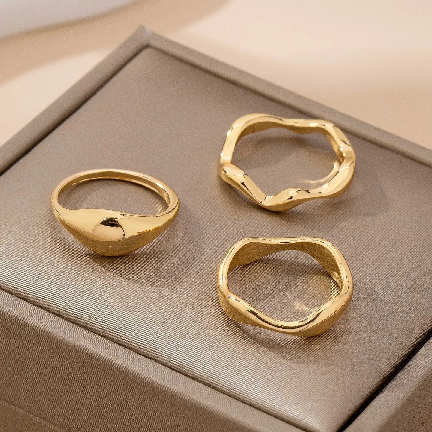 Statement Modern Stacked Wave Ring